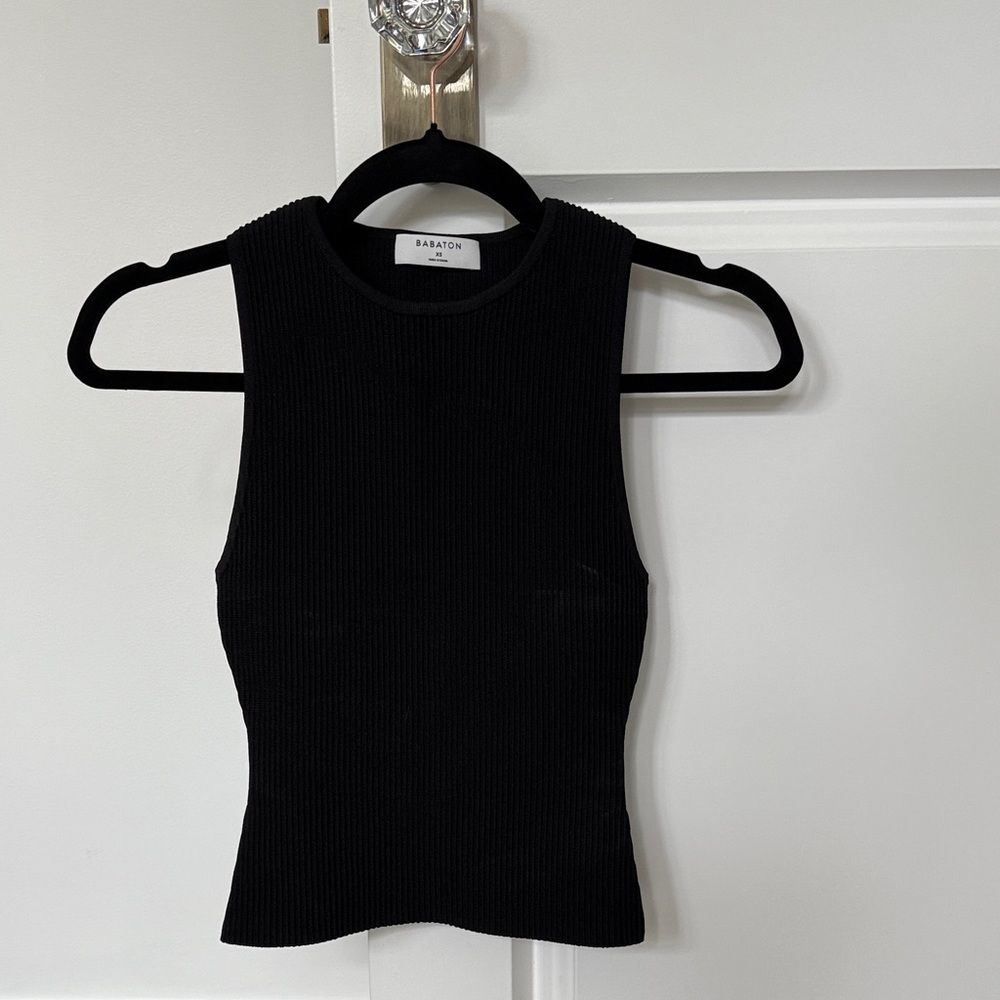 Aritzia Babaton Black Ribbed Tank Top